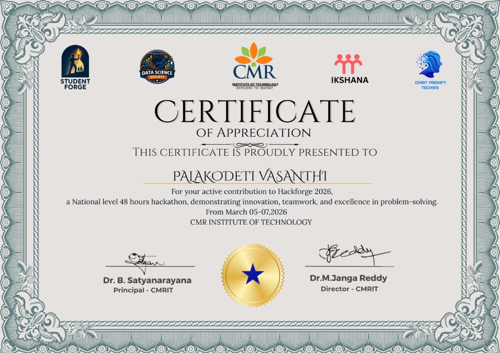 Hackforge 48-hour Hackathon Certificate